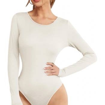 Бежово дамско боди прашка с дълъг ръкав