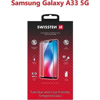 Swissten Full Glue, Color frame, Case friendly, Ochranné tvrdené sklo, Samsung Galaxy A33 5G, čierné 8595217479005