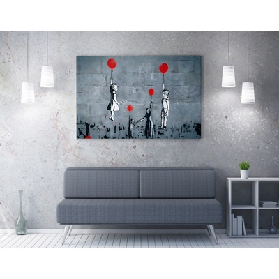 ASIR Obraz na plátně (50 x 70) Banksy Street Art – láska povznáší
