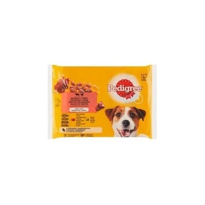 Pedigree Adult v želé hovězí a játra a drůbeží 4 x 100 g