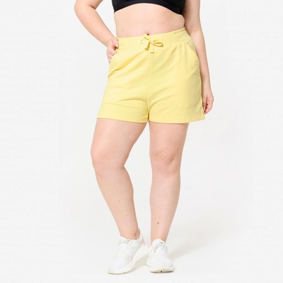 Domyosdámske fitnes šortky s vreckom pastelovo žlté