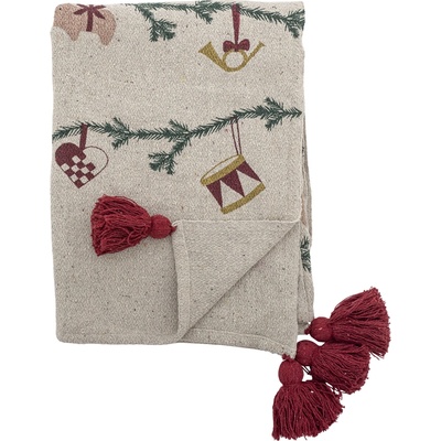 Bloomingville 82062293 deka Yule červené strapce 130 x 160