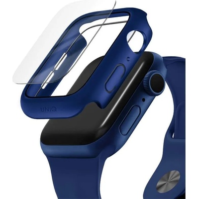 Uniq Nautic Apple Watch Case 40mm - качествен твърд кейс с вграден стъклен протектор за дисплея на Apple Watch 40мм (син)