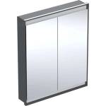 Geberit ONE - Огледален шкаф с LED осветление, 75x90x15 см, 2 врати, вграден, матово черно 505.802. 00.7 (505.802.00.7)