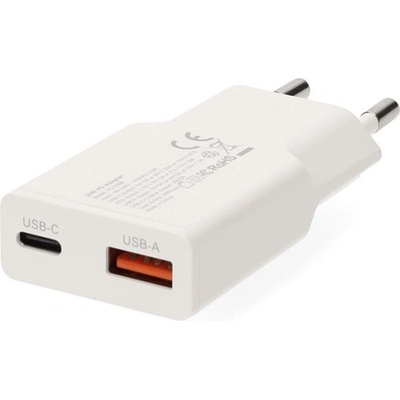 Nedis WCHA20WT Бързо зарядно устройство USB-A / USB-C, GaN, PD3.0, 20 W, бяло (WCHA20WT)