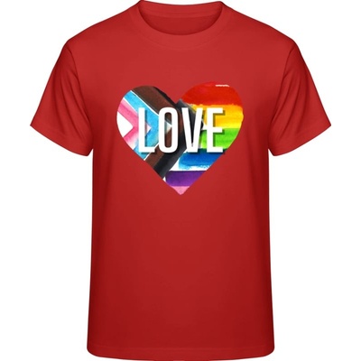 Premium Pride tričko Dúhové srdce Love Ohnivá červená