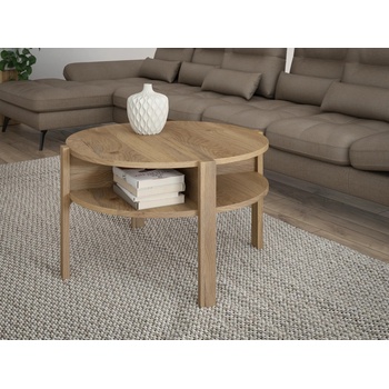 Forte Кръгла маса за кафе с рафт 75x75 см TWO, дъб маувела (CFTT5024-D108)