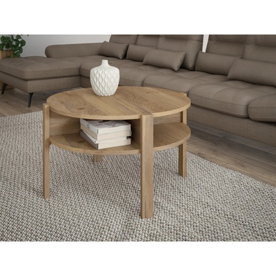 Forte Кръгла маса за кафе с рафт 75x75 см TWO, дъб маувела (CFTT5024-D108)