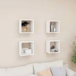 vidaXL Стенни кубични рафтове, 4 бр, бели, 26x15x26 см (807026)