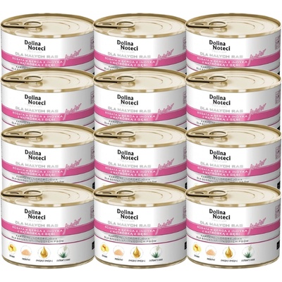 Dolina Noteci PREMIUM за кучета от малки породи JUNIOR, богато на пуешки сърца с гъши дроб 12x185 г