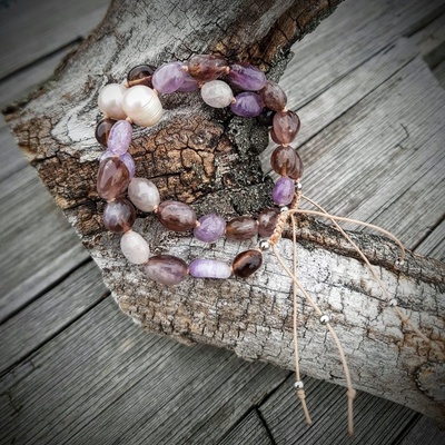 Katyba náramky Ametyst a Říční perla 0568