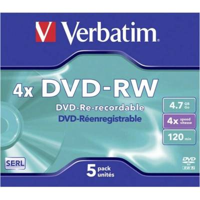 Verbatim DVD-RW 4,7GB 4x, jewel, 5ks (43285)