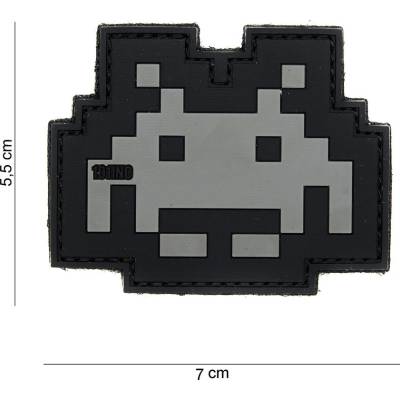 Gumová nášivka 101 Inc Space Invader - sivá