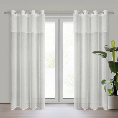Takoy Závěs AGIS z etamínu zdobený pruhem moherové nitě 140 x 250 cm-HF-453894 | 140 x 250 cm