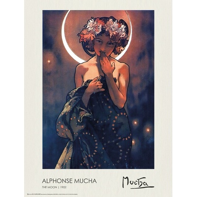 Plagát, Obraz - The Moon (The Moon and The Stars Series) 1902, Alphonse Mucha, 45 × 60 cm