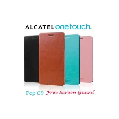 Alcatel Pop C9 Mofi Wallet Кожен Калъф + Протектор