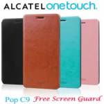 Alcatel Pop C9 Mofi Wallet Кожен Калъф + Протектор