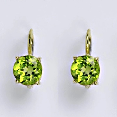 Čištín Zlaté náušnice,přírodní olivín, žluté i bílé zlato - NK 1252