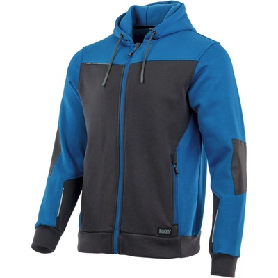 Sara Workwear Rozepínací mikina s kapucí extra teplá COMFORT PLUS modrá tmavě šedá