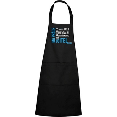 DOBRÝ TRIKO Zástěra s potiskem Má práce Učitel Černá
