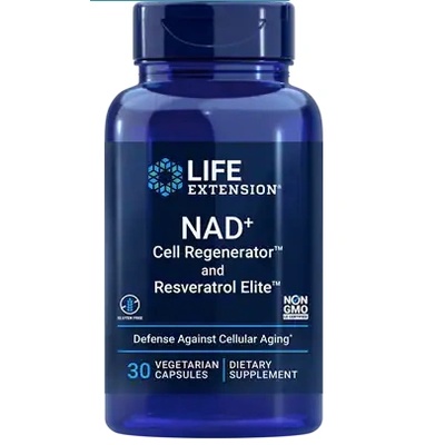 Life Extension Optimized NAD+ Cell Regenerator and Trans-Resveratrol, Никотинамид и Транс-Ресвератрол, 30 растителни капсули