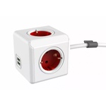 allocacoc PowerCube Extended 4 Plug + 2 USB 1,5 m (1402RD)