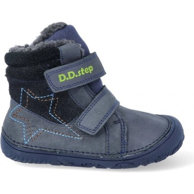 D.D.Step zimní W073-457A opice s kožíškem barefoot modrá