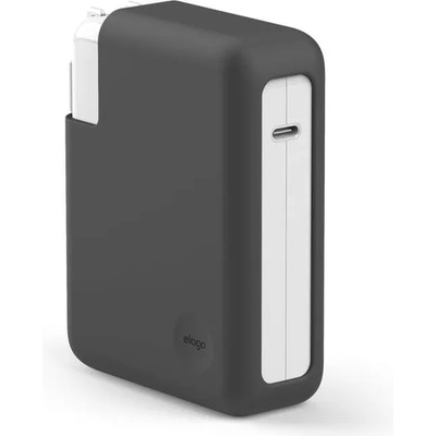 elago MacBook Charger Cover - силиконов калъф за MagSafe 140W USB-C Power Adapter за MacBook Pro 16 M1 (2021), MacBook Pro 16 M2 (2023) (тъмносив)