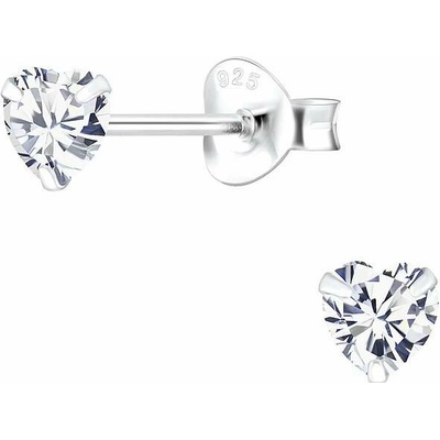 Nefertitis 00365 Stříbrné náušnice pecky se zirkony 4mm CRYSTAL HEART NF63321 4 mm, 0,5 g