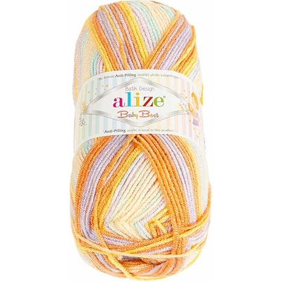 BELLATEX Baby Best Batik 100 g – 7931 žltá, oranžová, fialová, modrá