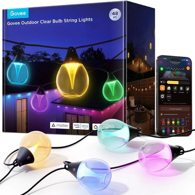 Govee RGBICW Smart záhradná reťaz, Matter, 15 žiaroviek