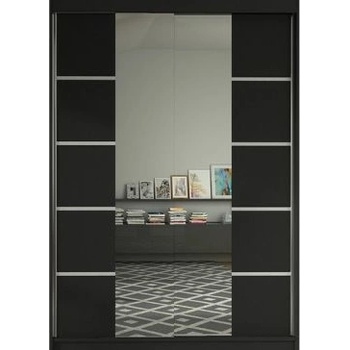 Kapol Lino V 120 cm s půleným zrcadlem a posuvnými dveřmi Matná černá