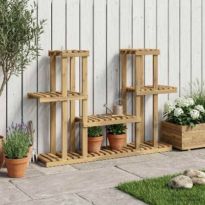 vidaXL Стойка за растения Бяло 123 x 25 x 78, 5 см (903101)