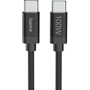 Hama Кабел Hama, от USB-C(м) към USB-C(м), 3m, 100W, черен (201749)