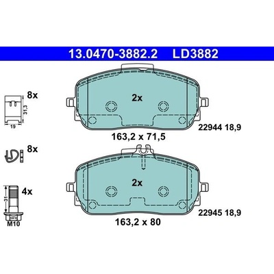 Sada brzdových platničiek kotúčovej brzdy ATE Ceramic 13.0470-3882.2