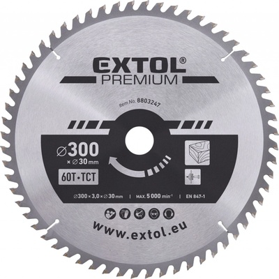EXTOL PREMIUM Kotouč pilový s SK plátky, O 300x3,0x30mm, 60T (8803247)