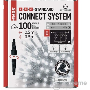Emos D1CC02 Standard LED spoj. reťaz blikajúca cencúle 2,5 m vonkajšia studená biela časovač