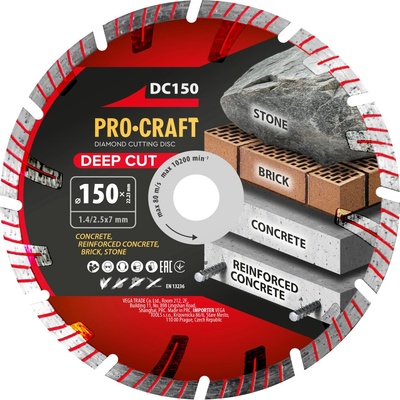 Procraft Diamantový rezný kotúč 150 mm DC150
