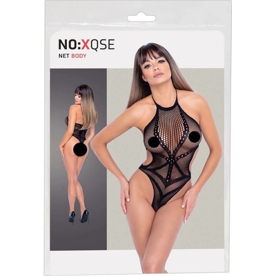 NO: XQSE - cross pattern fishnet body black