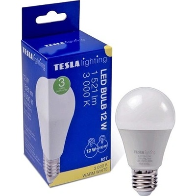 Tesla LED žiarovka BULB E27, 12 W, 230 V, 1 521 lm, 25 000 h, 3 000 K teplá biela 220st