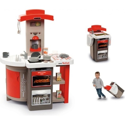 Smoby Kuchynka skladacia elektronická Tefal Opencook červená s kávovarom a chladničkou a 22 doplnkov