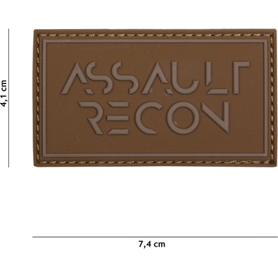 Gumová nášivka 101 Inc nápis Assault Recon - coyote