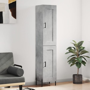 vidaXL Висок шкаф, бетонно сив, 34, 5x34x180 см, инженерно дърво (3200461)