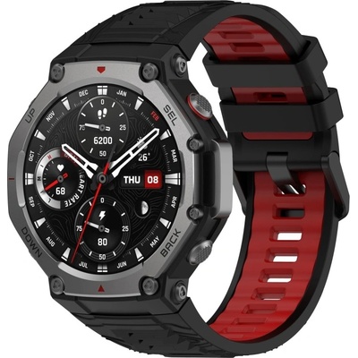 PROTEMIO 96239 SPORTY Vyměnitelný silikonový řemínek Amazfit T-Rex 3BLACK RED
