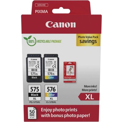 Комплект 2 глави + 50 броя хартия за Canon Pixma TS3500/TR4700/TS3750 Series - Ink - HIGH CAPACITY - PG575XL (PG-575XL) / CL576XL (CL-576XL) / 5437C006 - BK/C/M/Y - XL - Multipack - PN 5437C006 (5437C006)