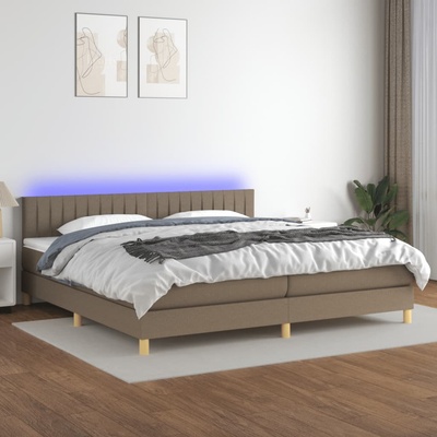 Petrashop 3133905 boxspring postel s matrací a LED taupe textil