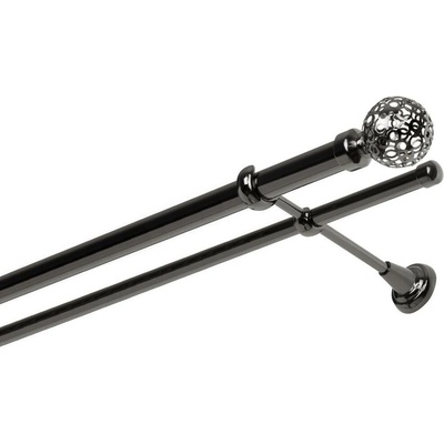 OK-GarnýžeCY Garnýž kovová dvouřadá 25/16mm Koule retro onyx 170 cm do stěny / na tunýlek - bez kroužků
