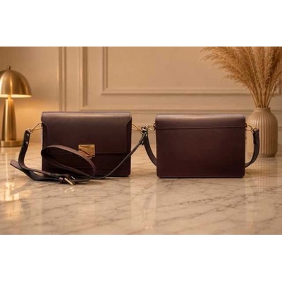 Max Original Leather Dámska kožená kabelka bordo/brown