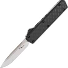 Golgoth G11C1 Noir. Couteau automatique OTF lame acier D2 aluminium noir et fibre de carbone G11C1