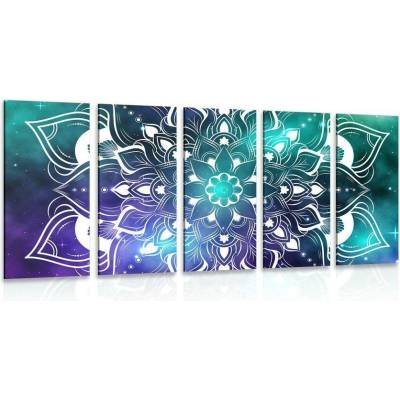 5-dílný obraz moderní Mandala s orientálním vzorem - 100x50